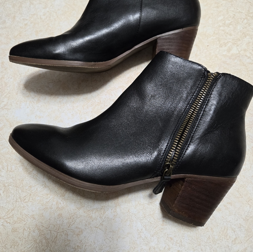 Black leather ankle boots